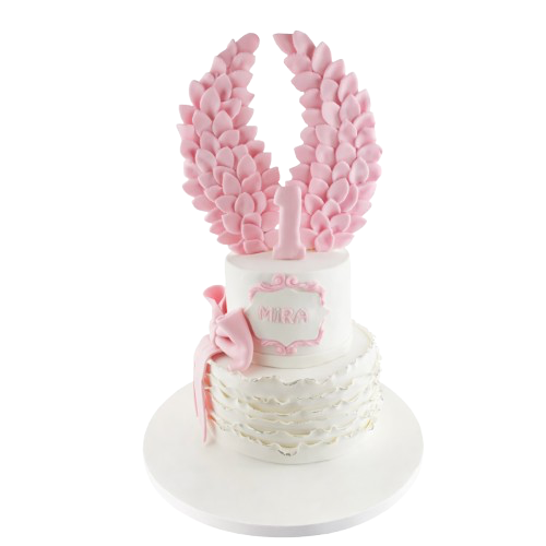 Pembe Kanatlı 1 Yaş Günü Pastası