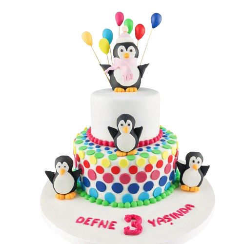Sevimli Penguenler Doğum Günü Pastası