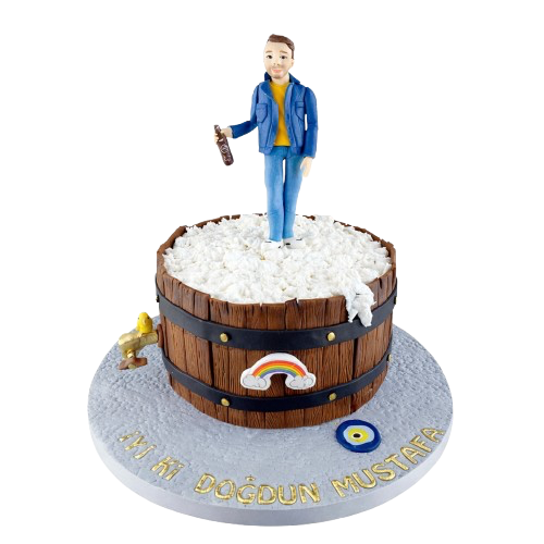 Figürlü Bira Fıçısı Butik Pasta