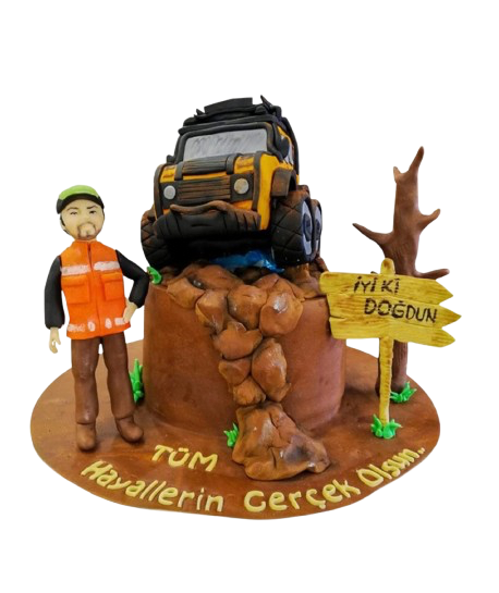 Figürlü Arazi Arabası Butik Pasta