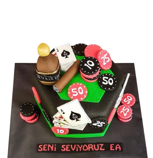 Poker Masası Doğum Günü Pastası