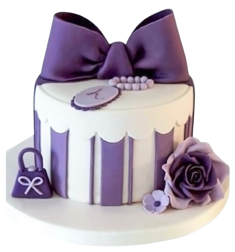 Mor Güllü Fiyonk Doğum Günü Pastası