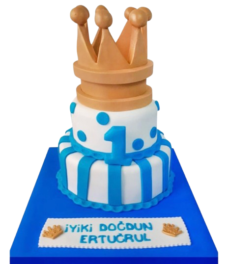 Taçlı 1 Yaş Doğum Günü Pastası