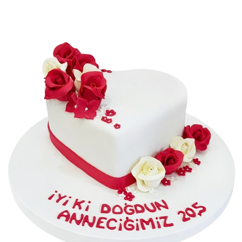 Beyaz Kalp Doğum Günü Pastası