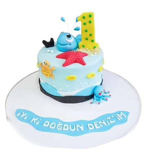 Deniz Temalı Doğum Günü Pastası
