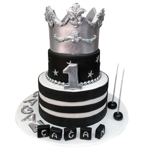 Taçlı Gümüş Kral Doğum Günü Pastası