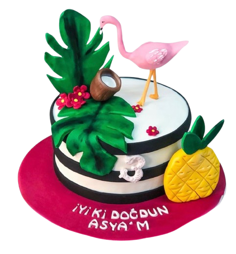 Tropikal Flamingo Doğum Günü Pastası