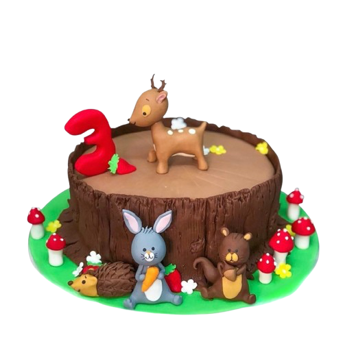 Sevimli Orman Kütük Doğum Günü Pastası