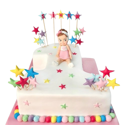 Rakamlı 1 Yaş Kız Çocuk Pastası