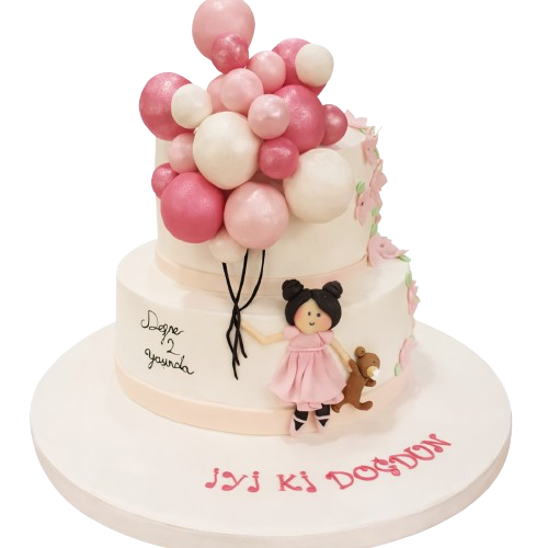 Balonlu Cici Kız Pastası