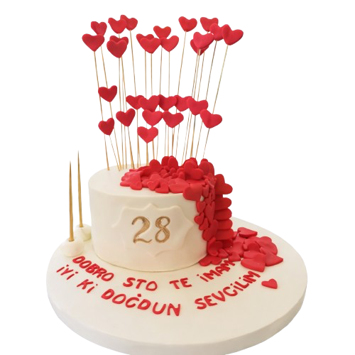 Kalp Yağmuru Sevgili Pastası