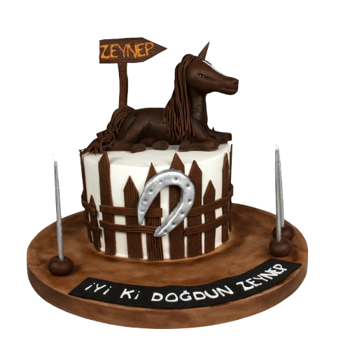 At Figürlü Doğum Günü Pastası