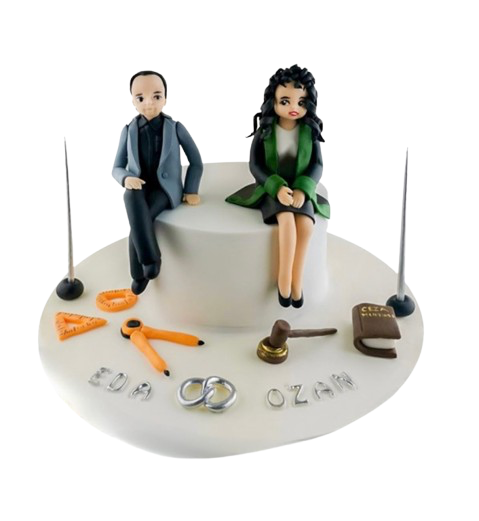 Evli Çift Meslek Temalı Butik Pasta