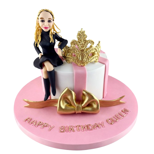 Figürlü Altın Taç Doğum Günü Pastası