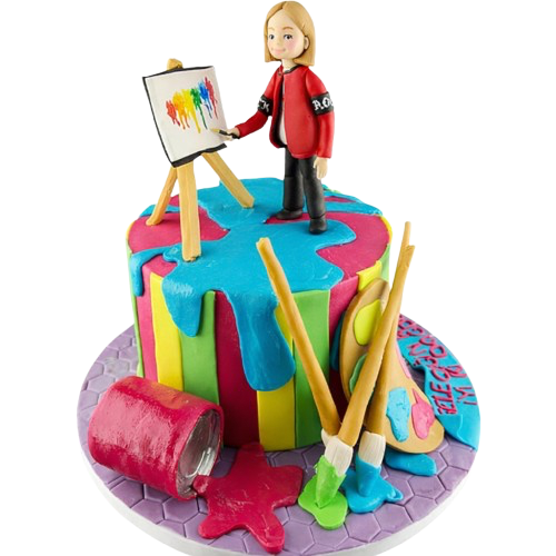 Figürlü Ressam Doğum Günü Pastası