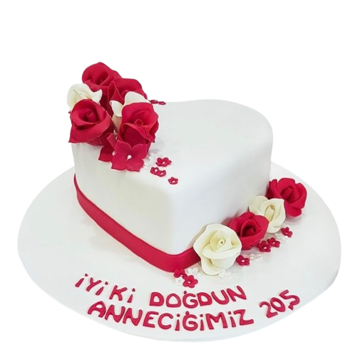 Beyaz Kalp Doğum Günü Pastası