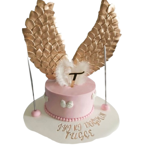 Baş Harfe Özel Altın Kanatlı Melek Pastası