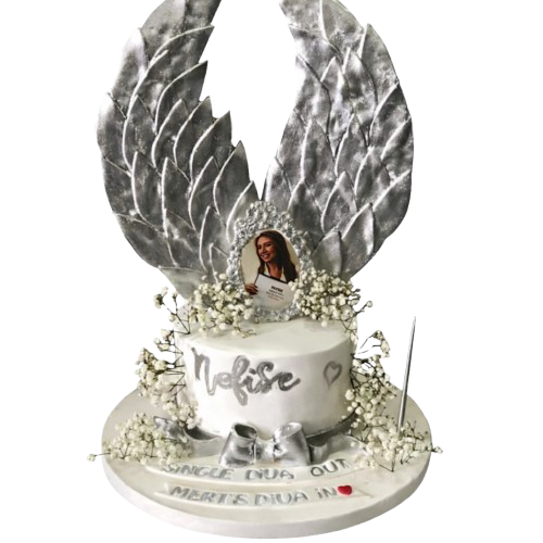 Gümüş Kanatlı Gül Butik Pastası