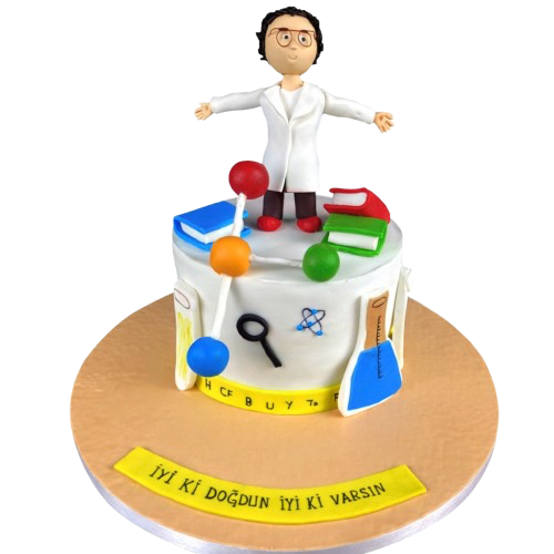 Kimyager Figürlü Doğum Günü Pastası