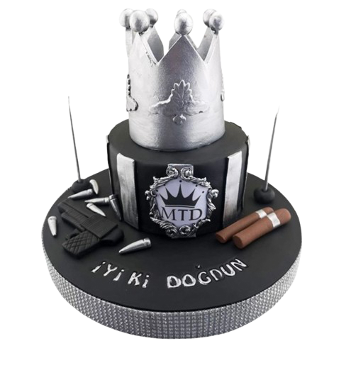 Gümüş Taçlı Doğum Günü Pastası