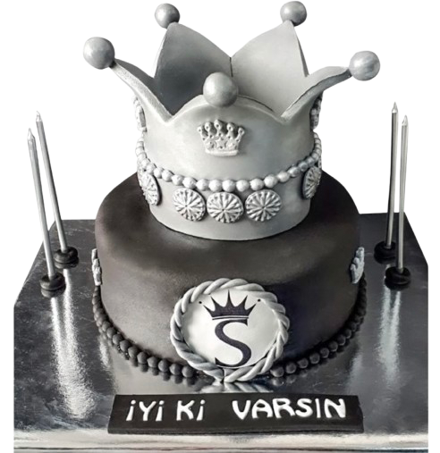 Taçlı Black Kral Doğum Günü Pastası