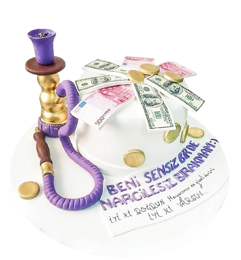 Nargile ve Paralar Doğum Günü Pastası