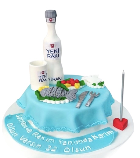 Rakı Meze Balık Doğum Günü Pastası