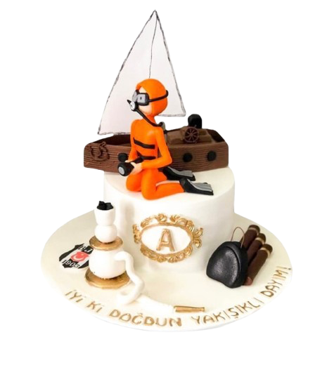 Dalgıç ve Teknesi Doğum Günü Pastası