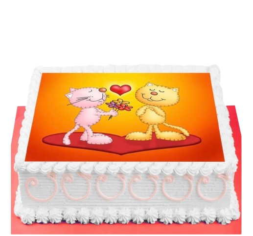 Kedili Sevgiliye Özel Resimli Pasta